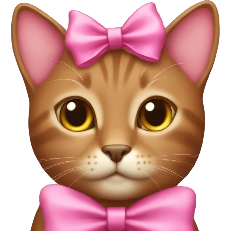 brown cat with pink bow on the head emoji