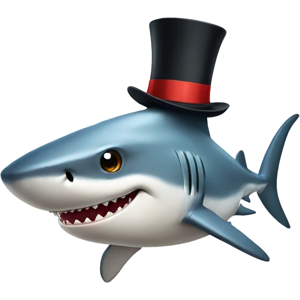 Shark with a top hat emoji