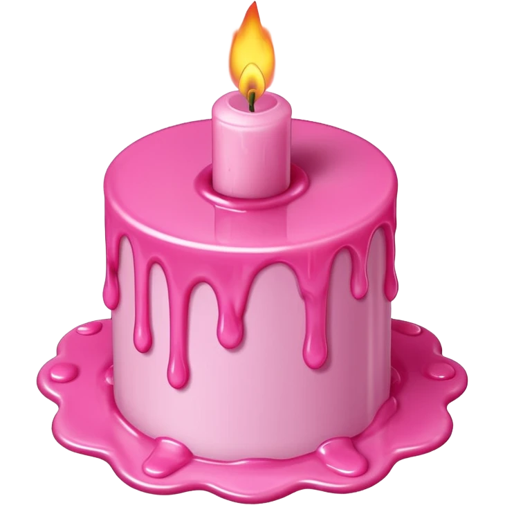 A drawing of a flaming pink candle that could be used at a romantic dinner table. The camera should be isometric at an ultra-high angle. emoji