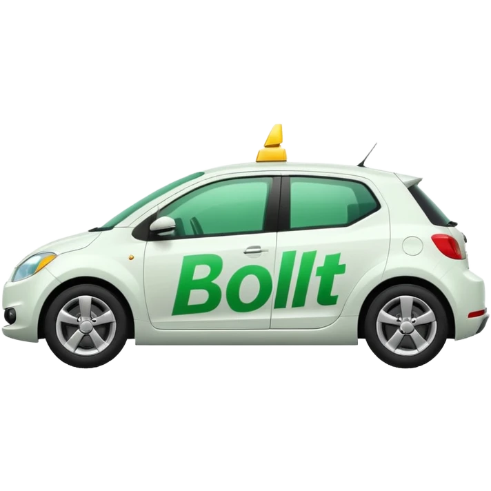 white car, side view, with 'Bolt' written in green on the door emoji
