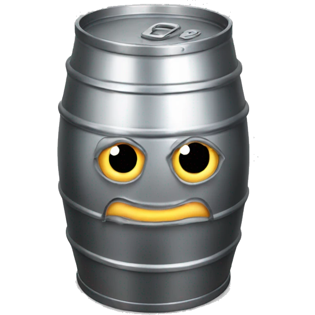metal beer keg with x eyes emoji