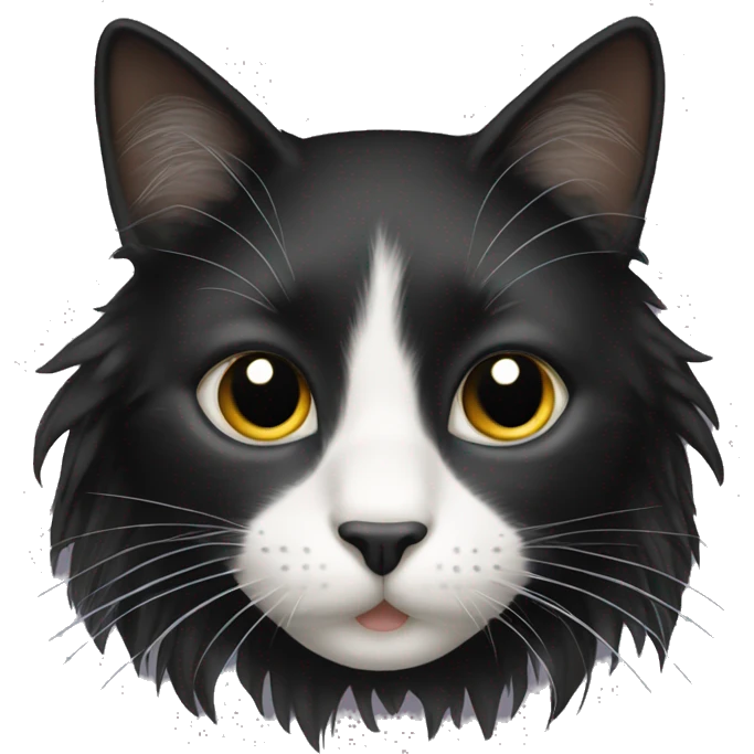 black cat domestic long-haired with white spot on the mouth emoji