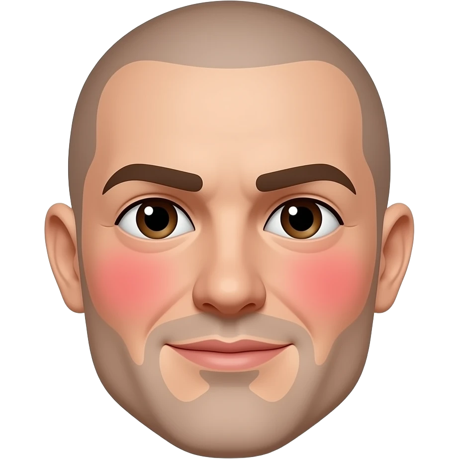 man's face with bald head with big red blushing cheeks emoji