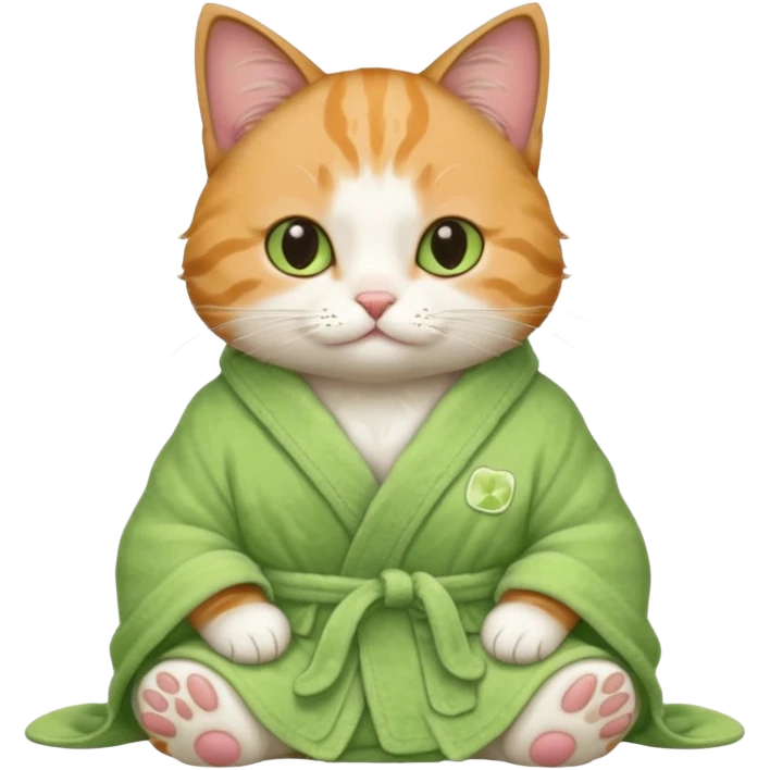I want a CAT whit a macha on her paw and i want her to ne wearing a bath rope emoji