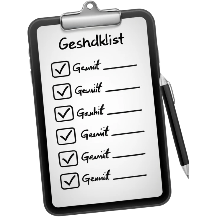 Checklist with the work "Gesundheit" on the top emoji