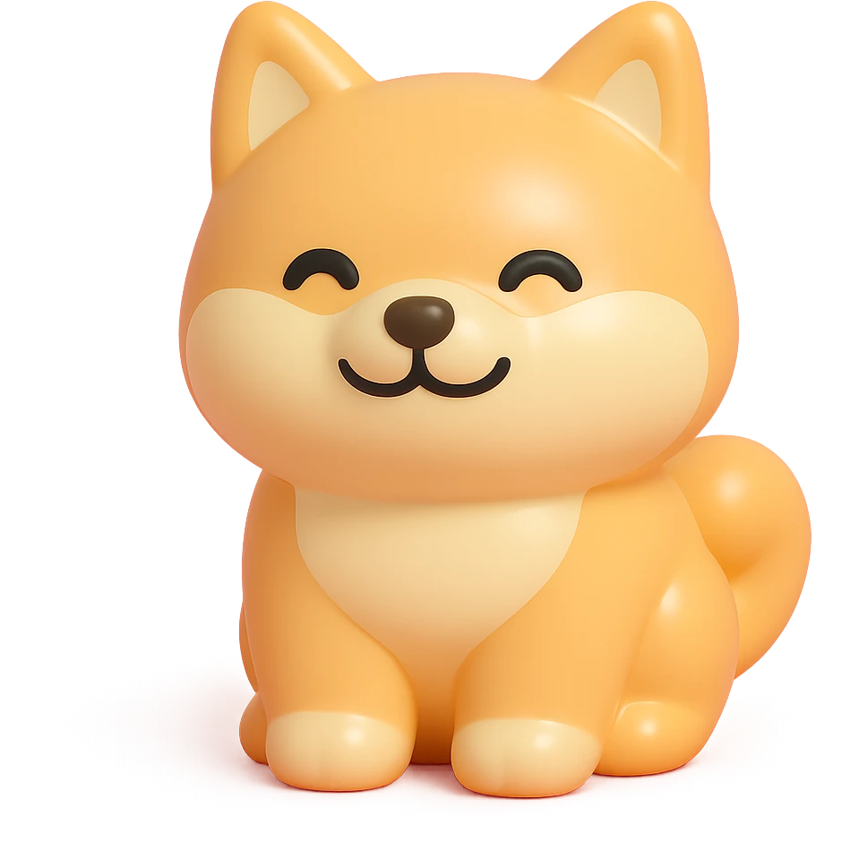 shiba inu, smiling emoji