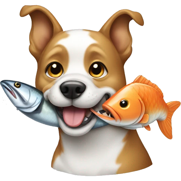dog eating a fish emoji