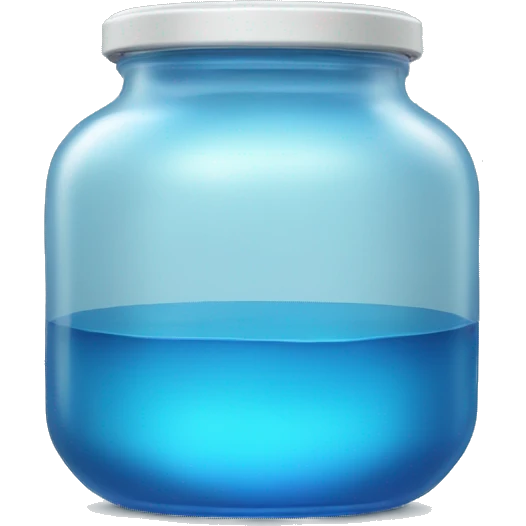 round glass container with blue liquid inside emoji