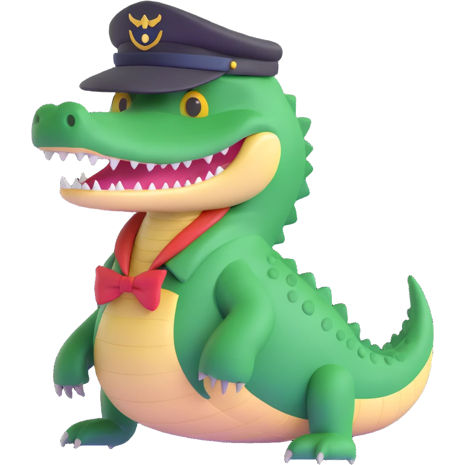 crocodile with pilot hat emoji