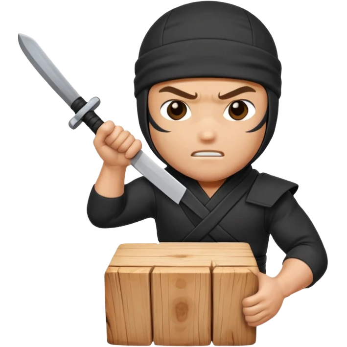 Ninja chopping a block of wood on with his hand emoji