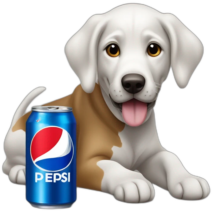 Braque de weimard avec une canette de Pepsi emoji