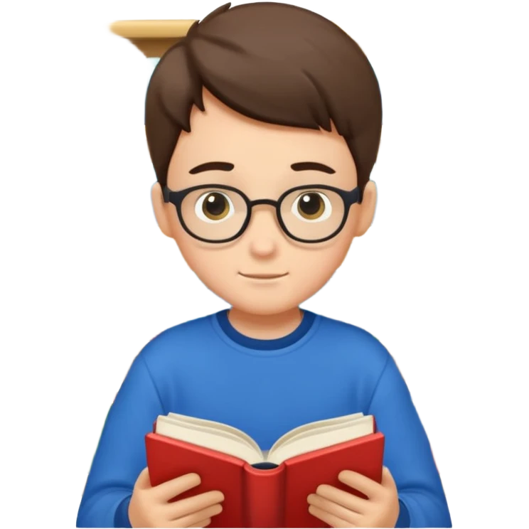 Boy reading books without glasses emoji