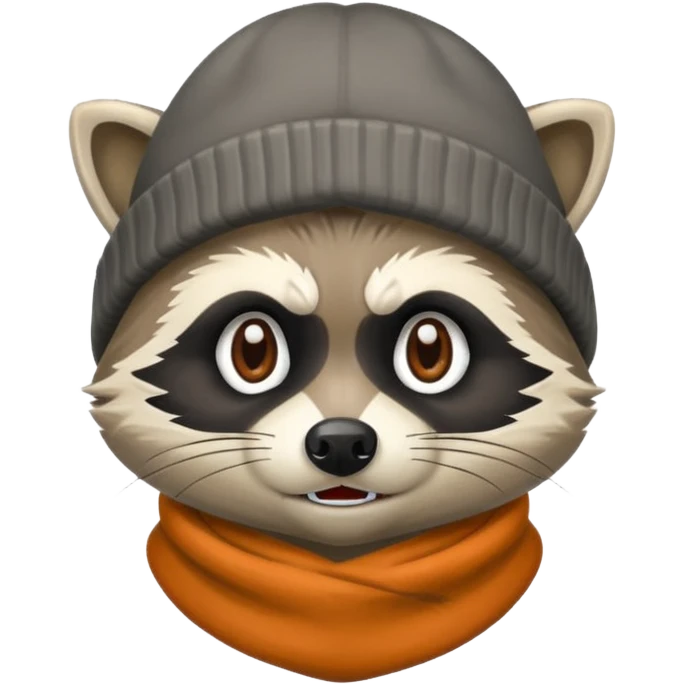 Angry Raccoon bandit with beanie hat emoji