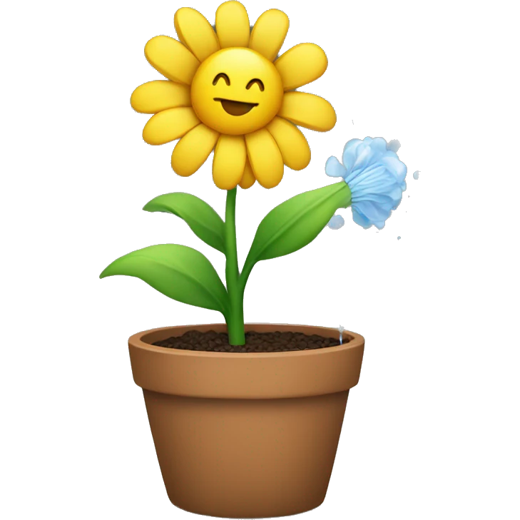 a flower in a pot is watered emoji