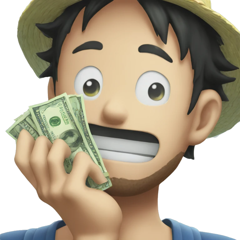 One Piece Ruffy with money in his hand emoji