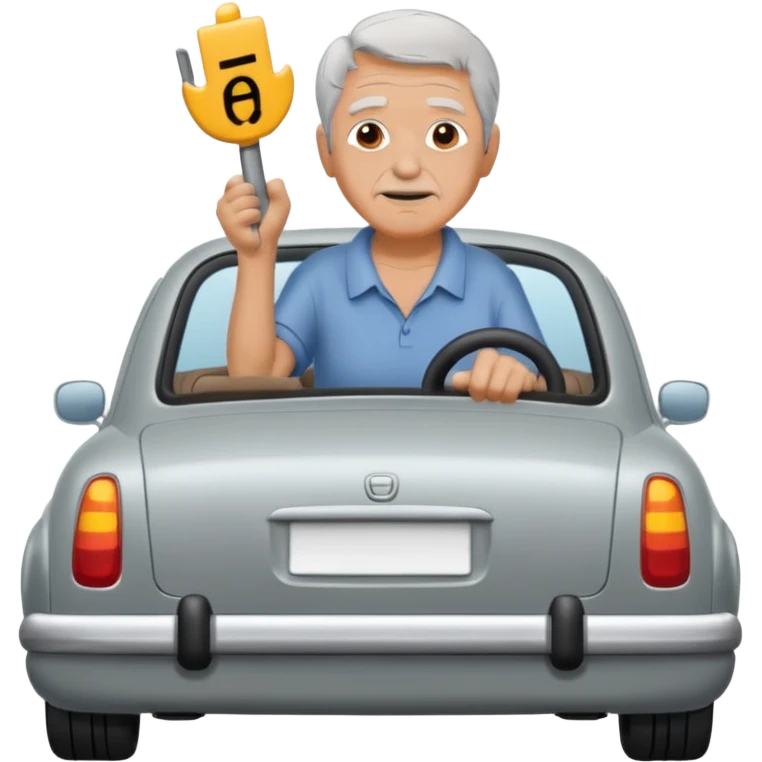 My grandfather is pulling a rear car emoji