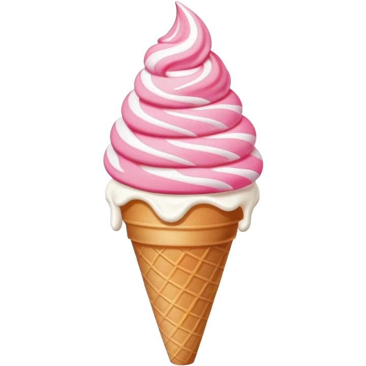 strawberry soft serve ice cream in a cone, pink swirl emoji