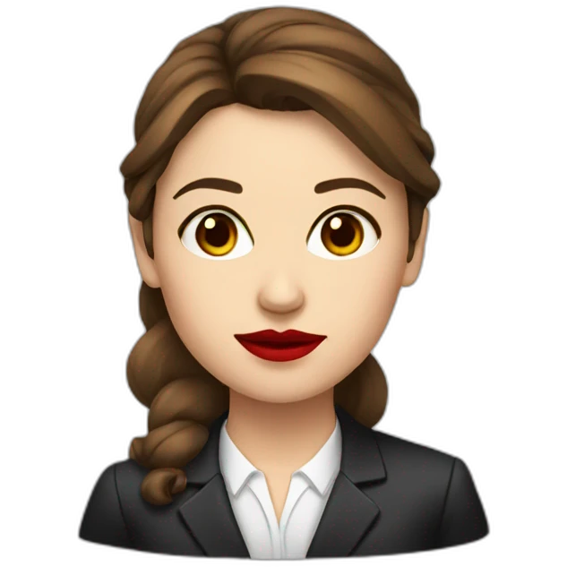 brown hair and red lips young female lawyer emoji