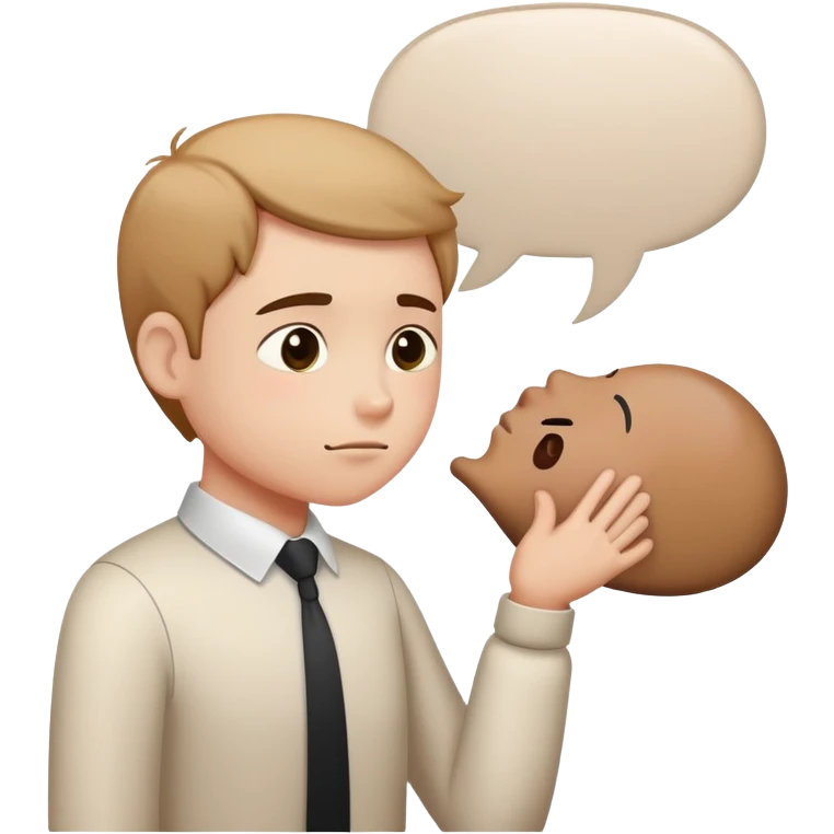 Person bowing politely with a small speech bubble that says thank you emoji