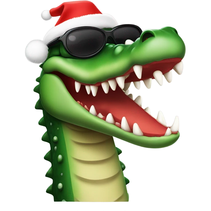crocodile wearing christmas hat and sunglasses  emoji