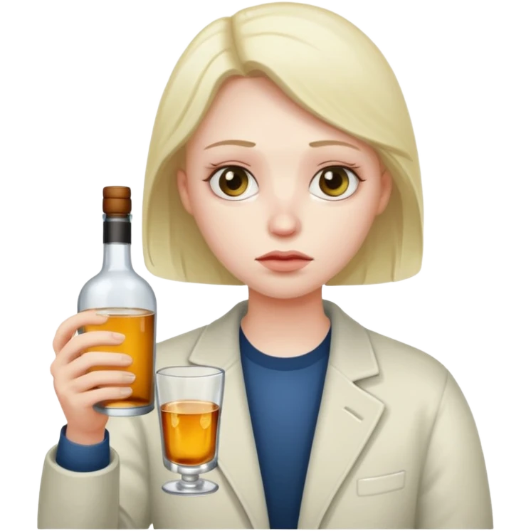 sad face holding alcohol bottle  emoji