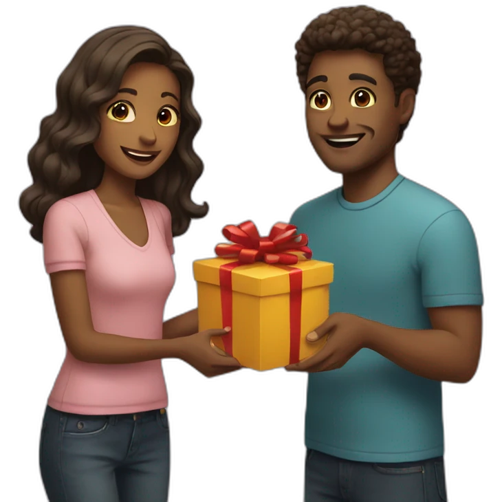 friends exchanging gifts emoji