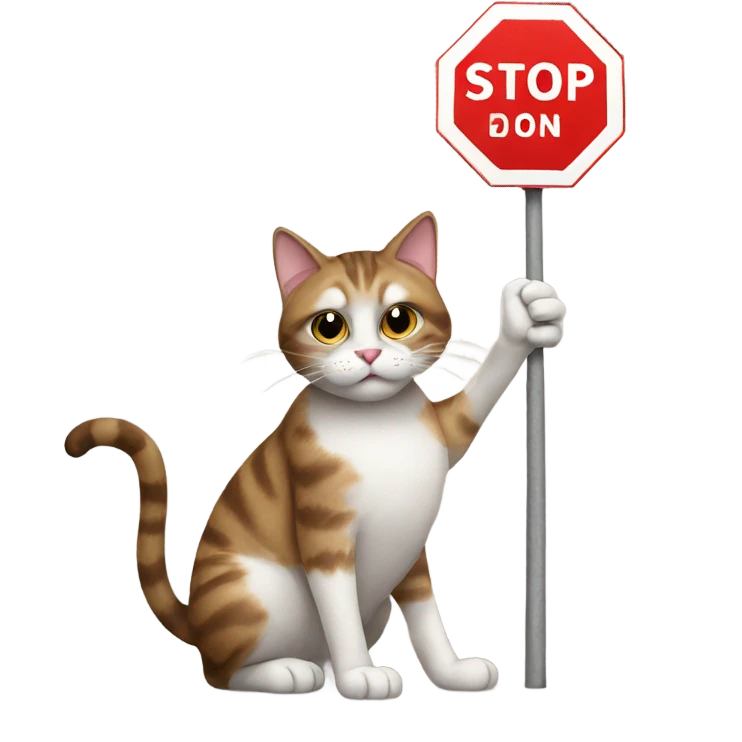 Cat with a stop sign emoji