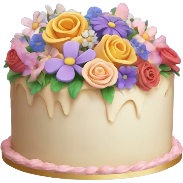 Cake with flowers on it emoji