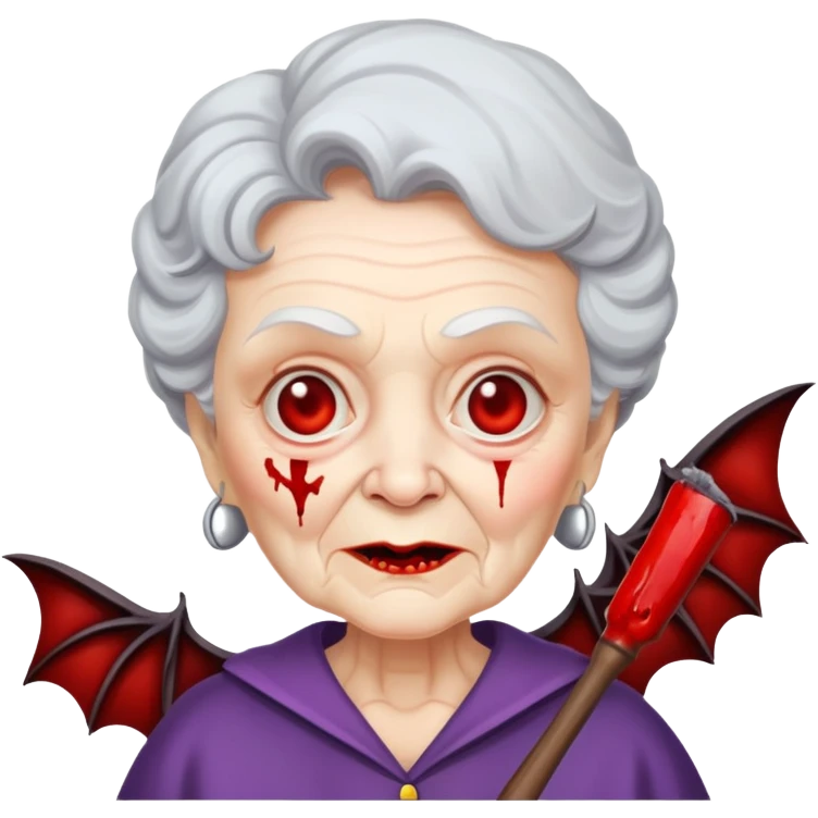 A granny with a bloody bat emoji