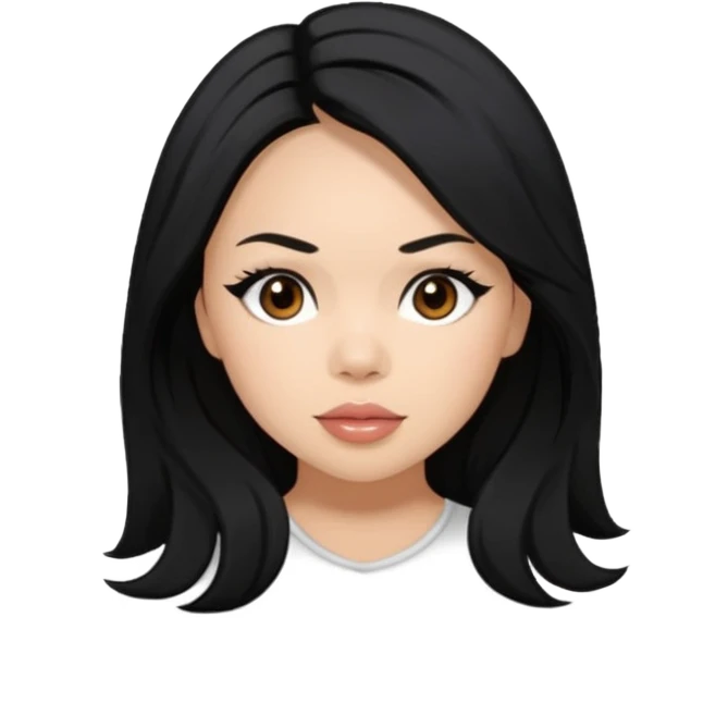 Janel Parrish with black long hair  emoji