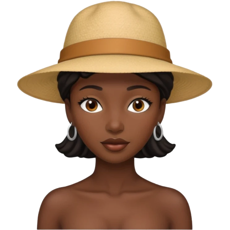 Naked ebony woman in a hat emoji