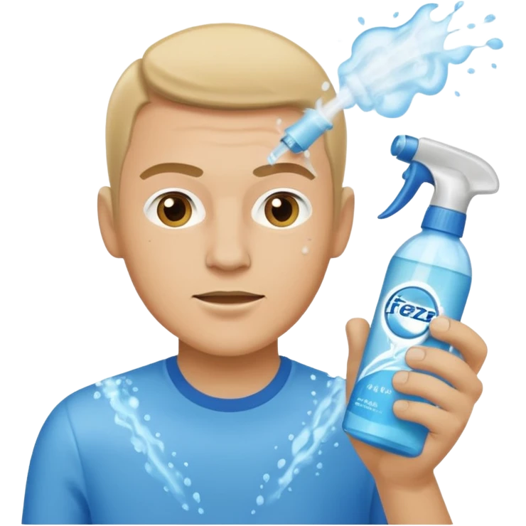 ligth man spraying with spray febreze emoji