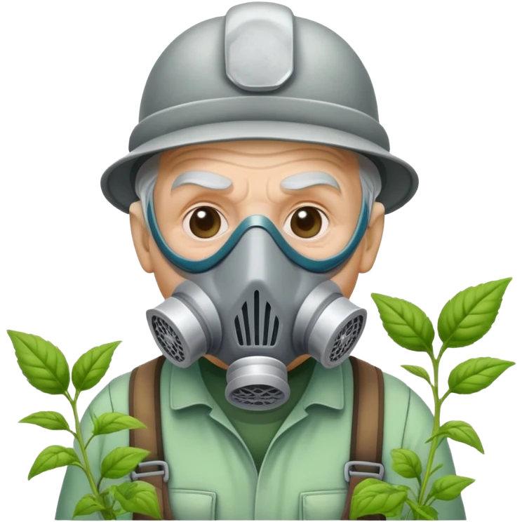 Gardener old Bob poison weeds from the toxic avenger emoji