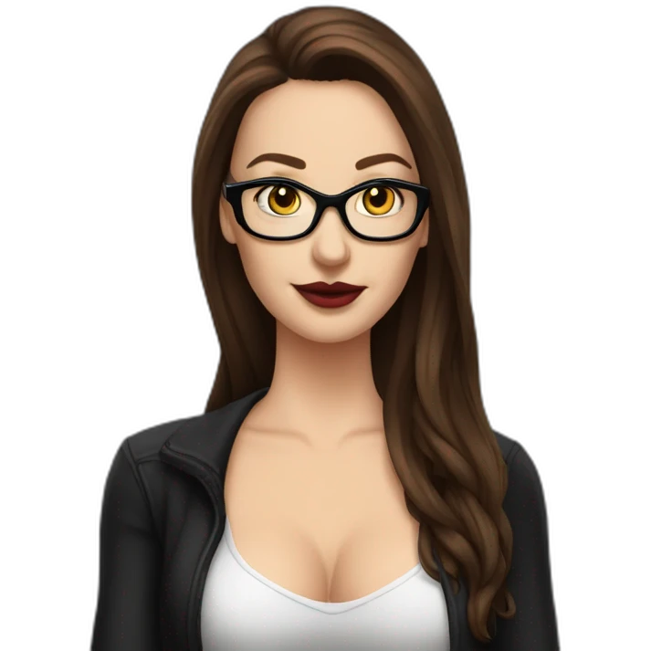 Sexy-Caucasian-Mum-woman-goth-long-brown-hair-standing-wearing-glasses-plus-size emoji