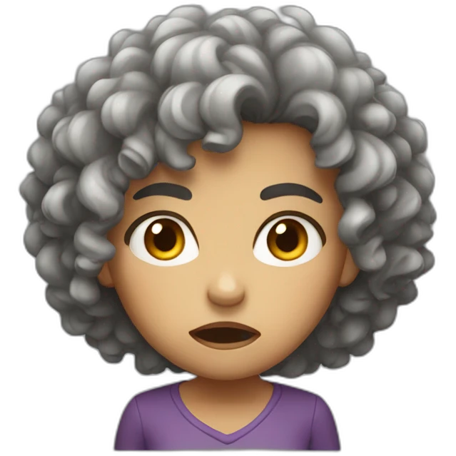 Angry girl with curly hair emoji