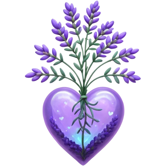 create a holographic lavender plant that wraps around a lavender colored heart emoji
