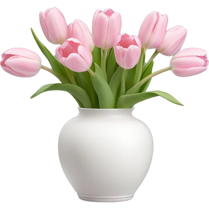 Light pink tulips in white vase emoji