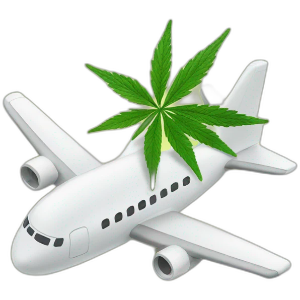 Airplane holds cannabis emoji