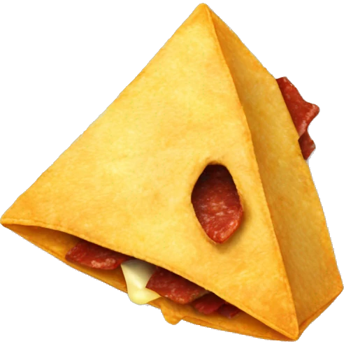 nacho tortilla chip with a little piece of meat on it emoji