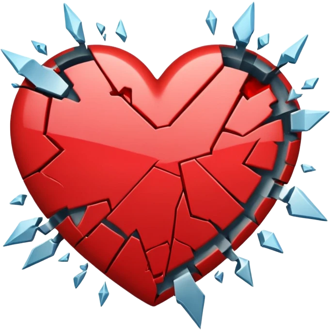 Heart slammed into the ground, cracks + shockwave emoji