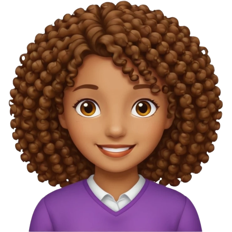 Una chica morena de cabello rizado emoji