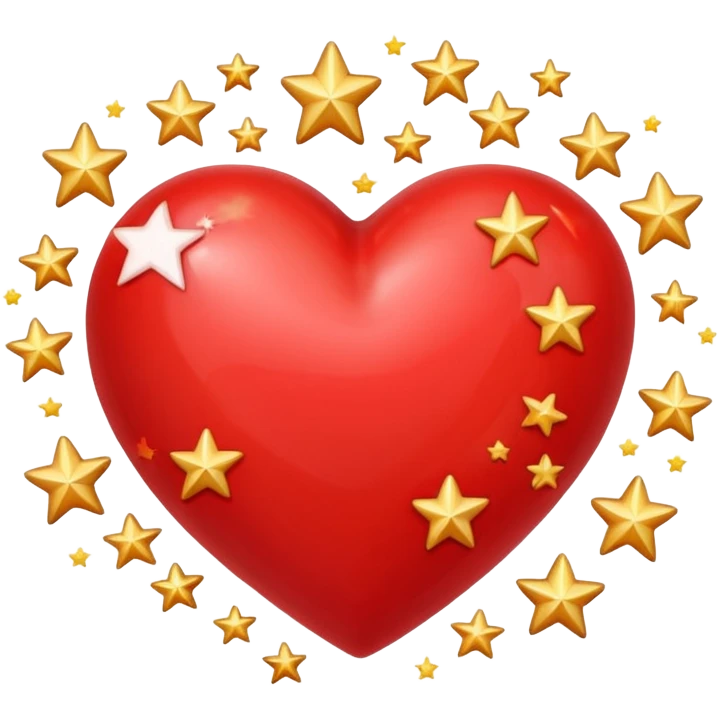 A red heart with many stars in it emoji