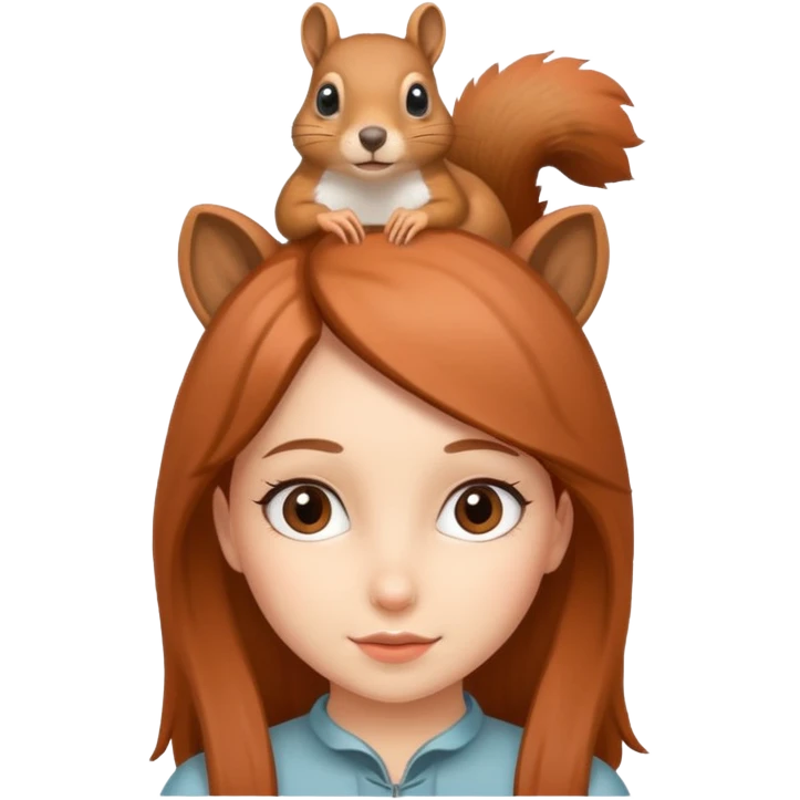 Girl with squirrel on her head emoji