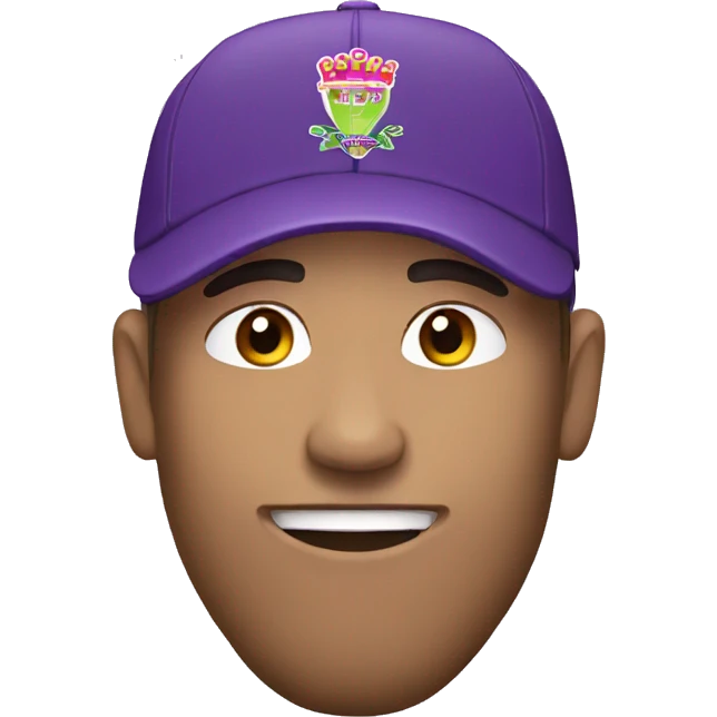 cricketer wearing purple cap emoji
