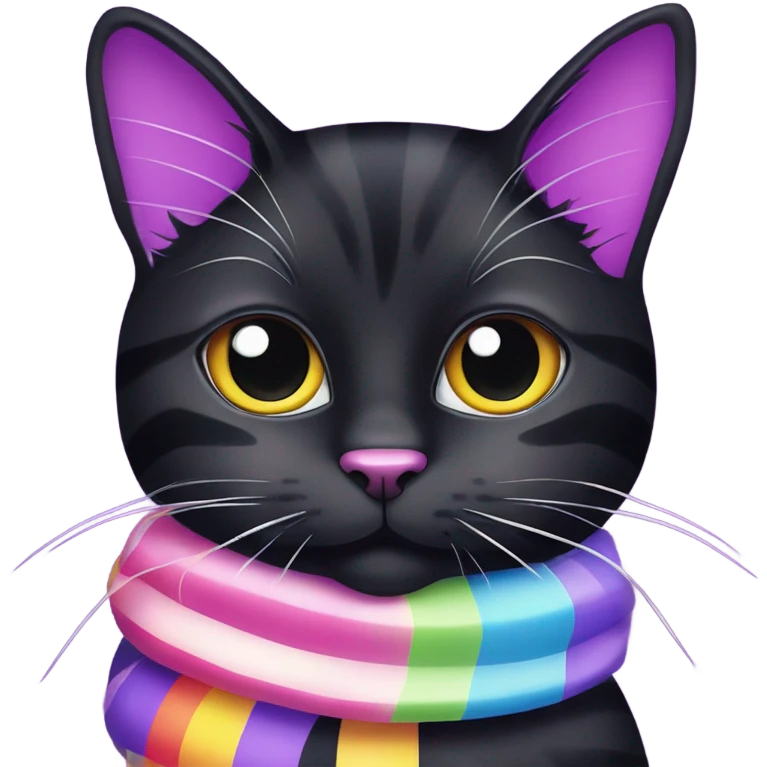 Lisa Frank black cat with purple stripes ￼ emoji