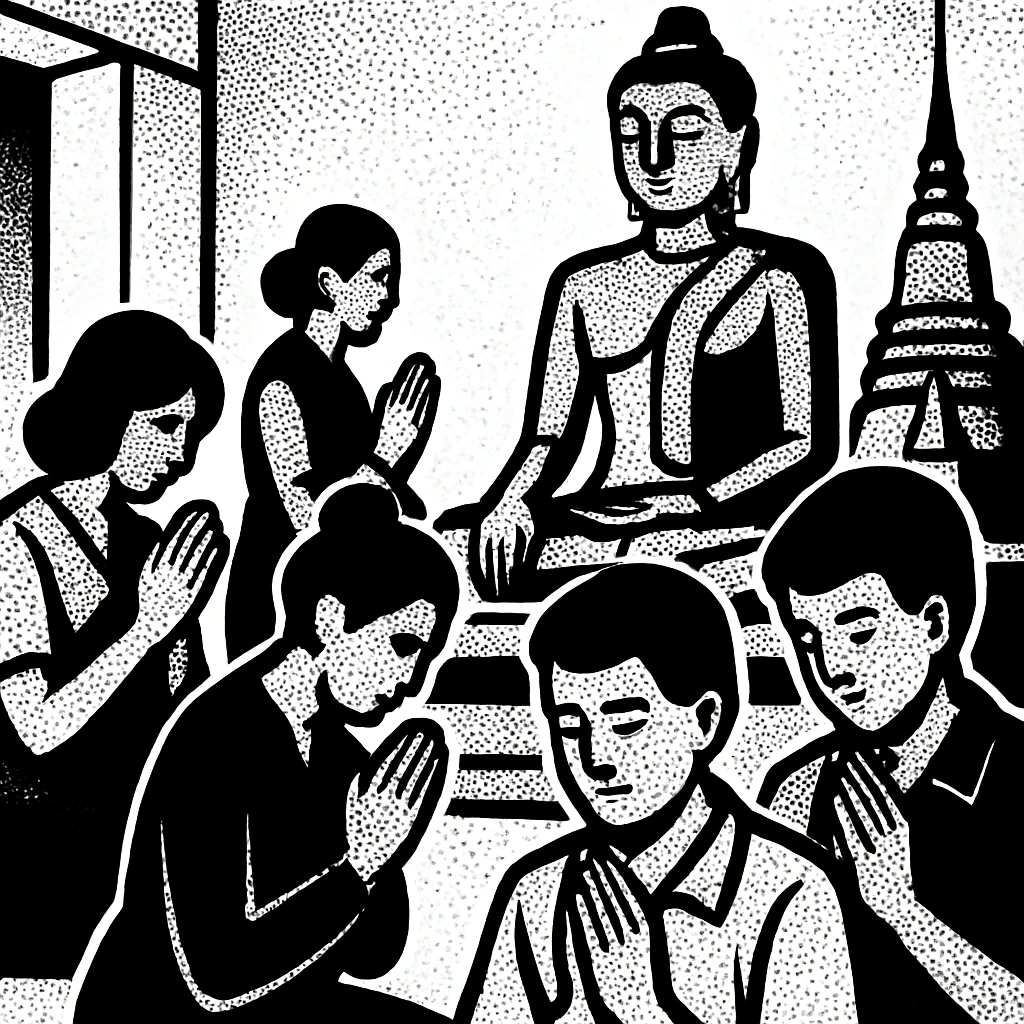 people praying in a Buddhist temple emoji