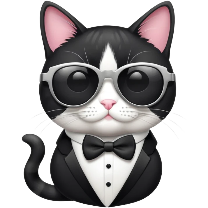 Tuxedo Cat with sunglasses emoji
