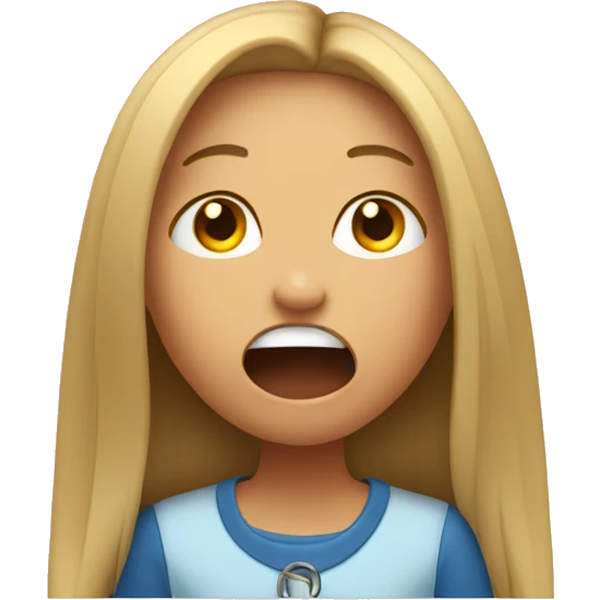 straight long hair girl, with hoops and yawning emoji