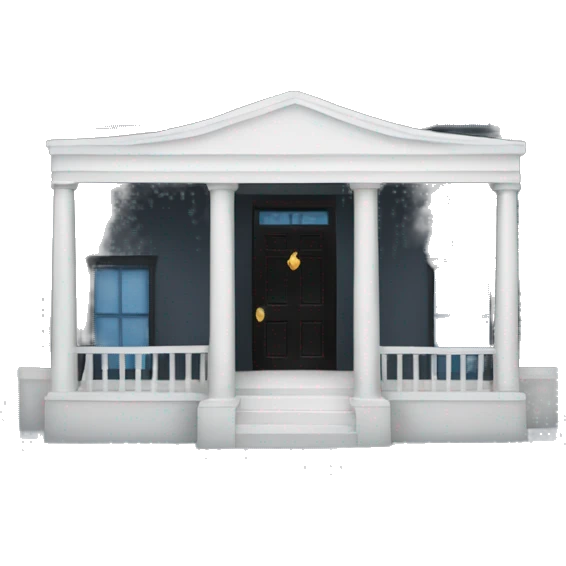 White house with blue window and black door emoji
