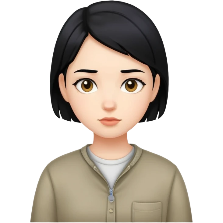 girl with black hair, wearing boyish clothes emoji